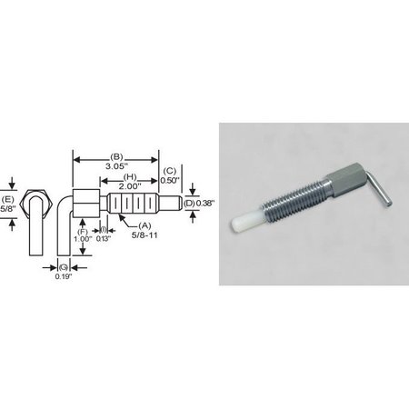 S & W MANUFACTURING L-Handle, Non Lck Nylon No.5/8-11", 2" NLN-7